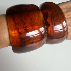 A set of statement jewelry. Heart Shape Necklace and 2 Chunky Bracelets.